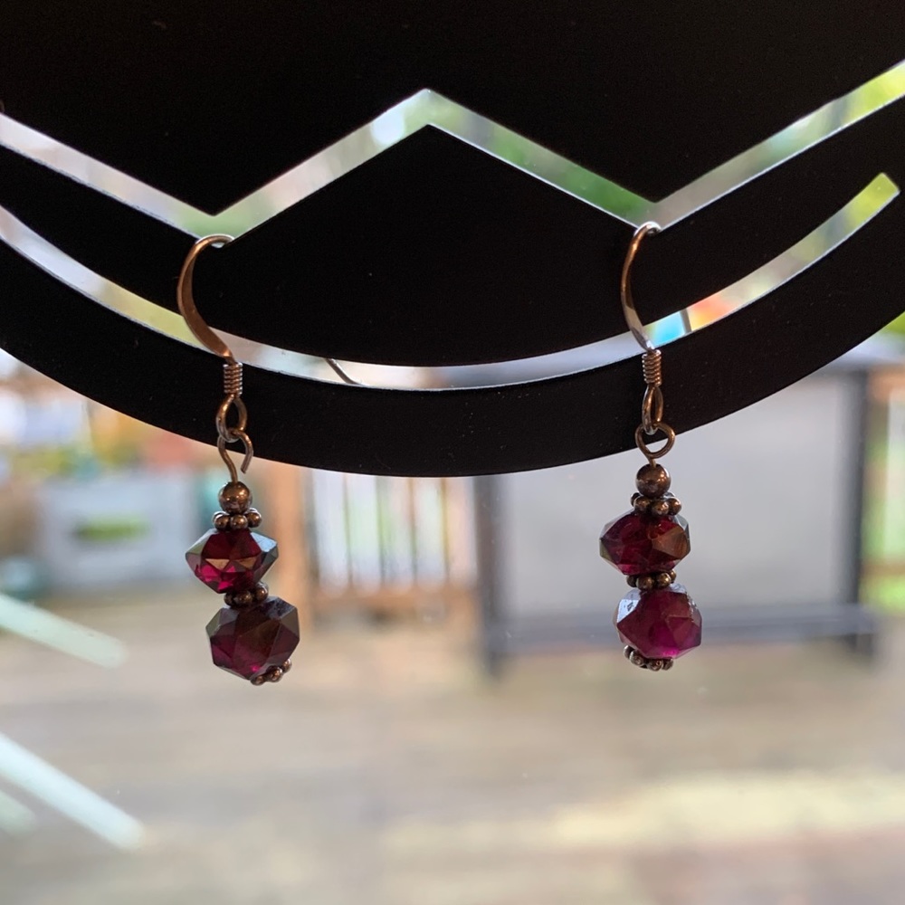 Garnet Bead Earrings